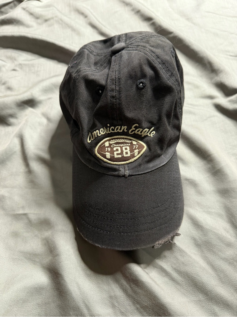 American Eagle Outfitters Charcoal Baseball Cap with Cream Embroidery